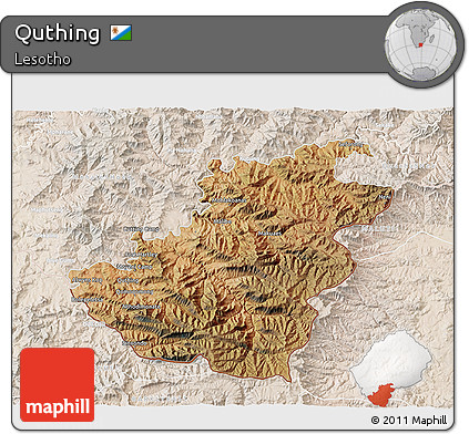 Satellite 3D Map of Quthing, lighten