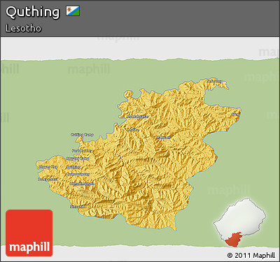 Savanna Style 3D Map of Quthing, single color outside