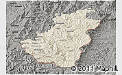 Shaded Relief 3D Map of Quthing, darken, semi-desaturated