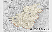 Shaded Relief 3D Map of Quthing, desaturated
