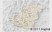 Shaded Relief 3D Map of Quthing, lighten, desaturated
