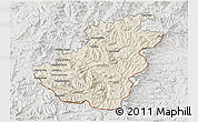 Shaded Relief 3D Map of Quthing, lighten, semi-desaturated
