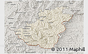 Shaded Relief 3D Map of Quthing, semi-desaturated