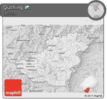 Silver Style 3D Map of Quthing