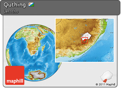 Physical Location Map of Quthing, highlighted country