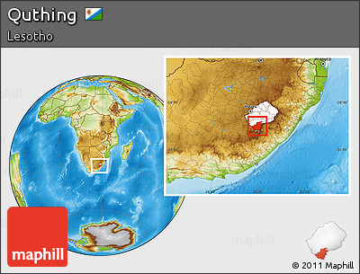 Physical Location Map of Quthing, highlighted country