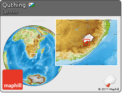 Physical Location Map of Quthing, highlighted country