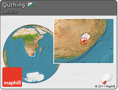 Satellite Location Map of Quthing, highlighted country