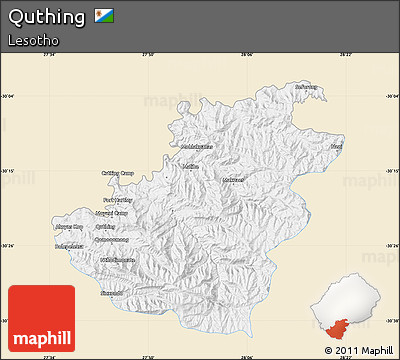 Classic Style Map of Quthing, single color outside