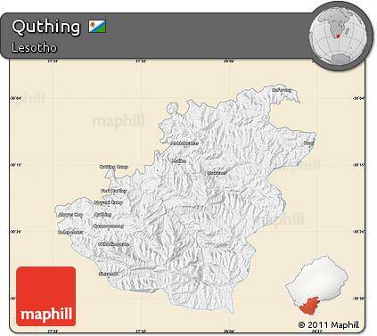 Classic Style Map of Quthing, single color outside