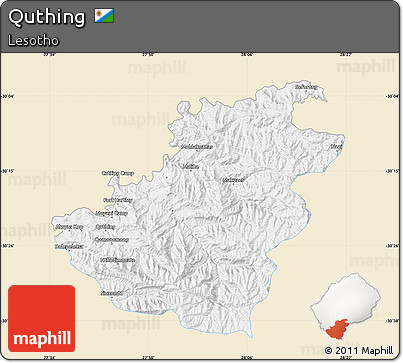 Classic Style Map of Quthing, single color outside