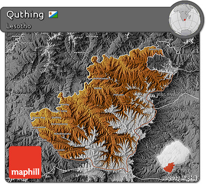 Physical Map of Quthing, desaturated