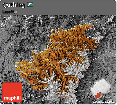 Physical Map of Quthing, desaturated