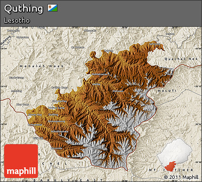 Physical Map of Quthing, shaded relief outside