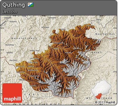 Physical Map of Quthing, shaded relief outside