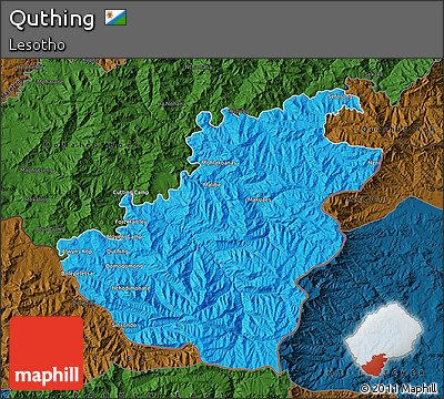 Political Map of Quthing, darken
