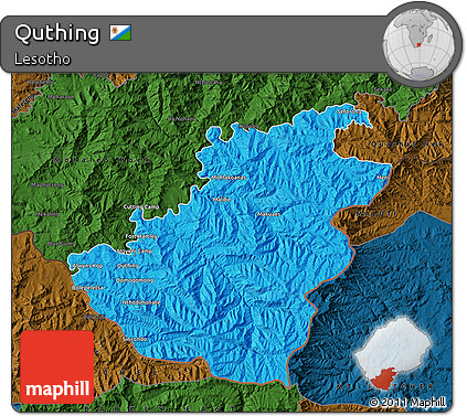 Political Map of Quthing, darken