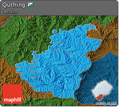 Political Map of Quthing, darken