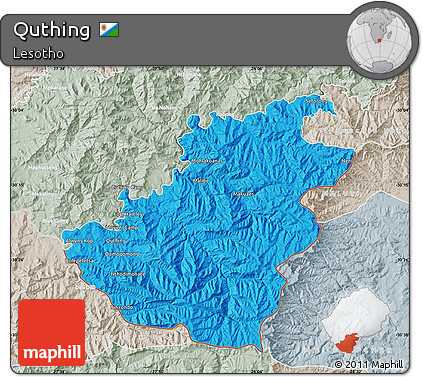 Political Map of Quthing, lighten, semi-desaturated