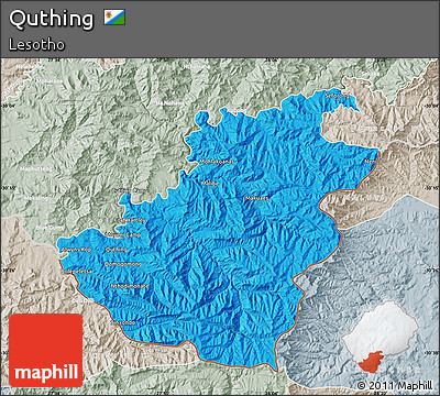 Political Map of Quthing, lighten, semi-desaturated