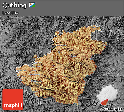 Satellite Map of Quthing, darken, desaturated