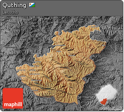 Satellite Map of Quthing, darken, desaturated