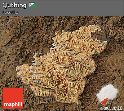 Satellite Map of Quthing, darken