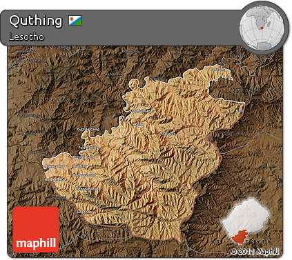 Satellite Map of Quthing, darken