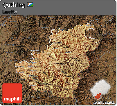 Satellite Map of Quthing, darken