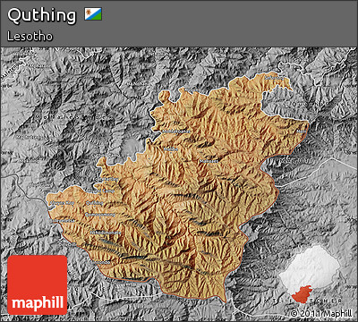 Satellite Map of Quthing, desaturated