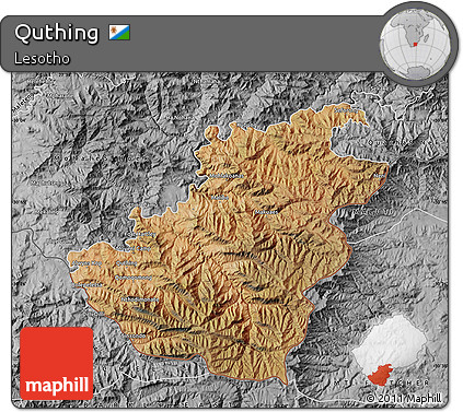 Satellite Map of Quthing, desaturated