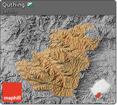 Satellite Map of Quthing, desaturated