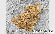 Satellite Map of Quthing, lighten, desaturated