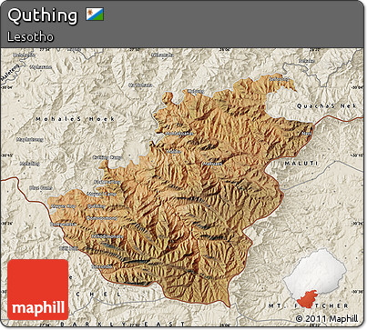 Satellite Map of Quthing, shaded relief outside