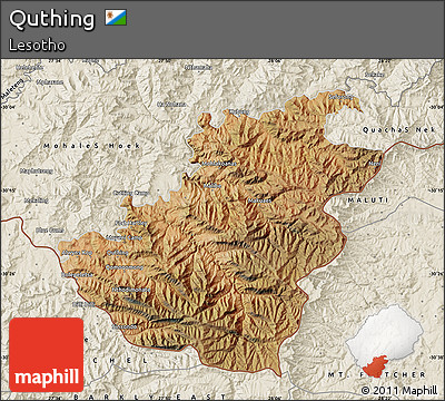 Satellite Map of Quthing, shaded relief outside