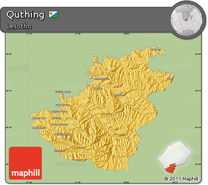 Savanna Style Map of Quthing, single color outside