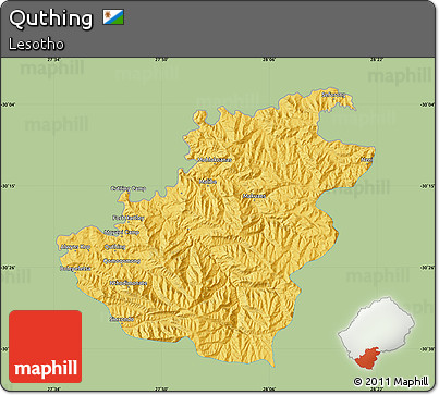 Savanna Style Map of Quthing, single color outside