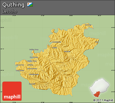 Savanna Style Map of Quthing, single color outside