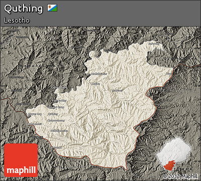 Shaded Relief Map of Quthing, darken