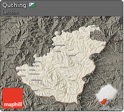 Shaded Relief Map of Quthing, darken