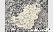 Shaded Relief Map of Quthing, darken, semi-desaturated
