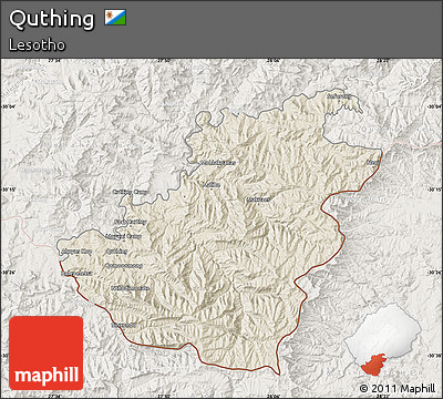 Shaded Relief Map of Quthing, lighten