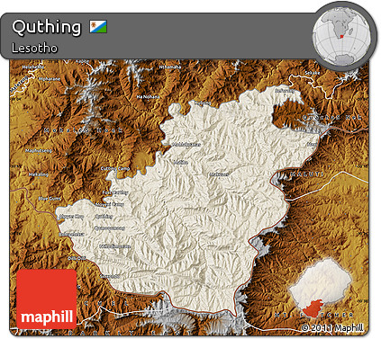 Shaded Relief Map of Quthing, physical outside