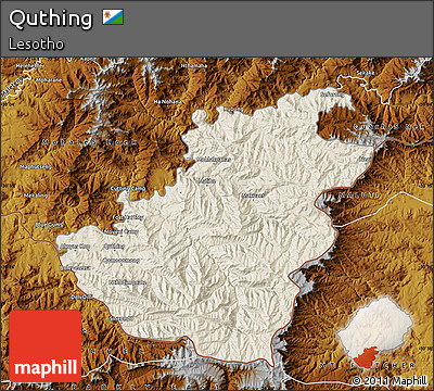 Shaded Relief Map of Quthing, physical outside