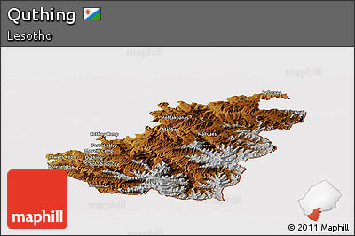 Physical Panoramic Map of Quthing, cropped outside