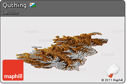 Physical Panoramic Map of Quthing, cropped outside