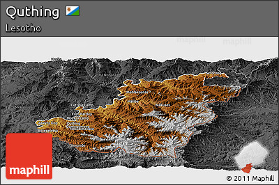 Physical Panoramic Map of Quthing, darken, desaturated