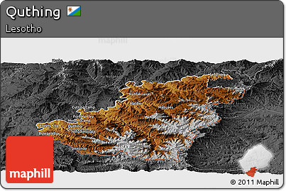Physical Panoramic Map of Quthing, darken, desaturated