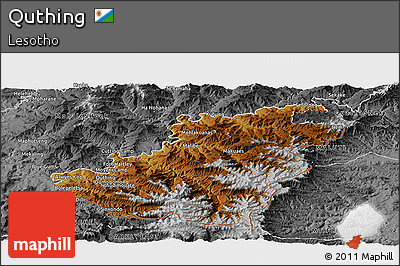 Physical Panoramic Map of Quthing, desaturated