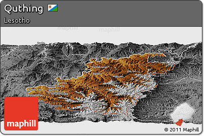 Physical Panoramic Map of Quthing, desaturated